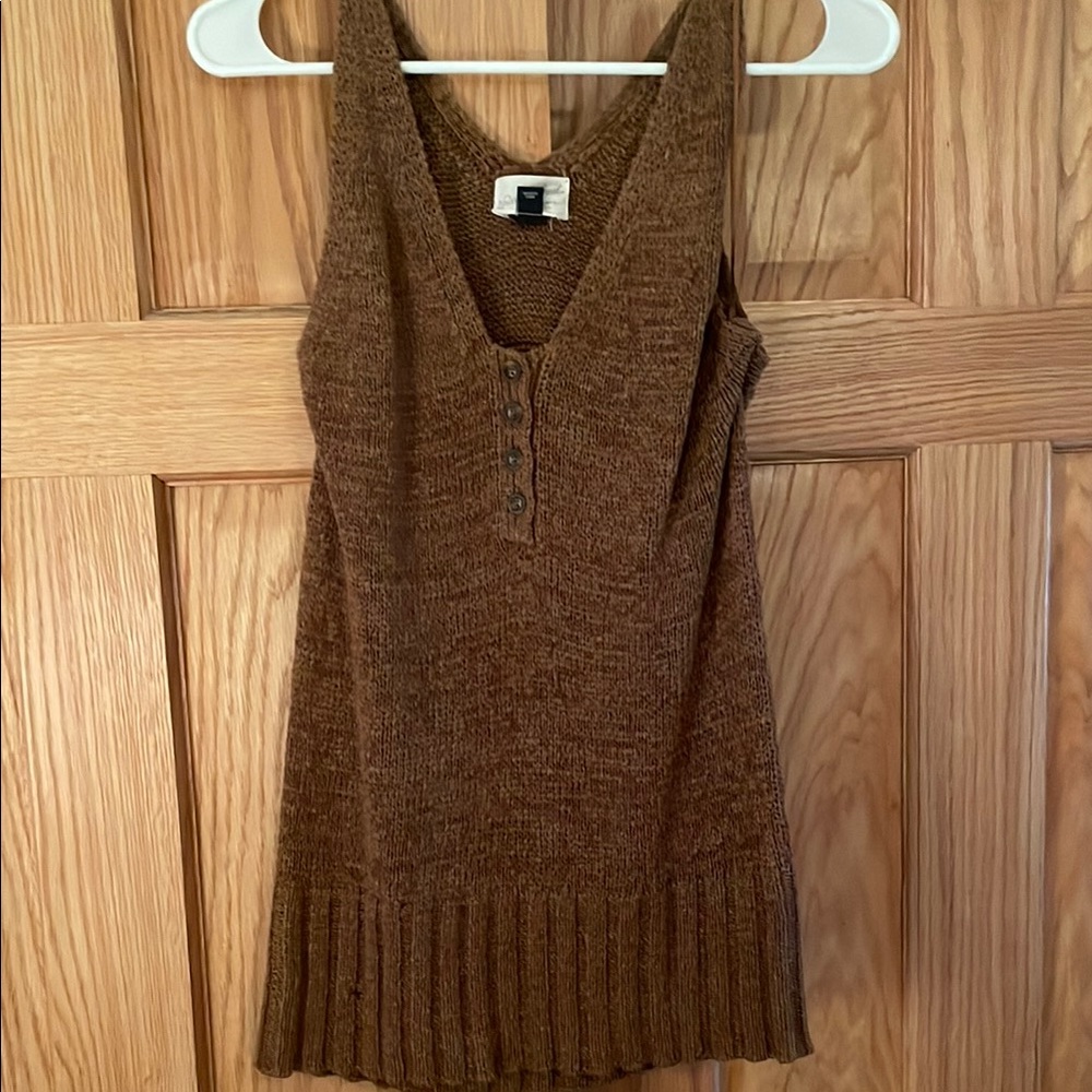 Brown Knit Sleeveless Top
